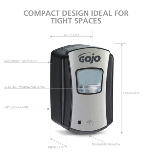 Dozator GOJO LTX-7 Fără Atingere săpun spumă, 700mL crom/negru