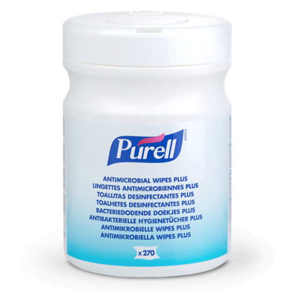 Șerveţele PURELL Antimicrobial Wipes Plus, 270 bucăți pe canistră