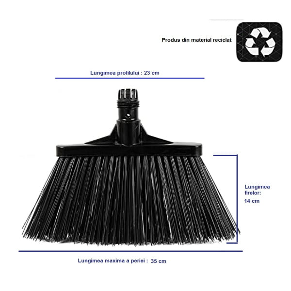 Matura dreapta, 35 cm, Igeax Industrial 136, fire dure, lungi, 14 cm, robusta, neagra, cu filet universal, fara maner