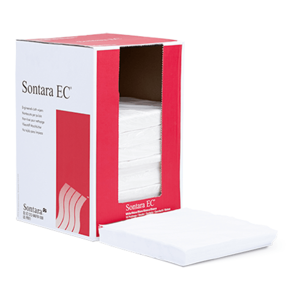 Lavete industriale Sontara EC® White, dim. laveta 30.5 x 30.5 cm, 100 lavete / pachet, 10 pachete / cutie, albe, pentru stergeri fara scame si degresare suprafete, rezistente la solventi puternici, material netesut, cutie portabila D13683541