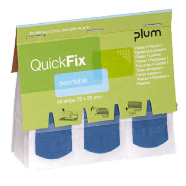 Plasturi cu insertie metalica, detectibili, albastri, pentru industria alimentara, 45 buc /set Plum Quickfix