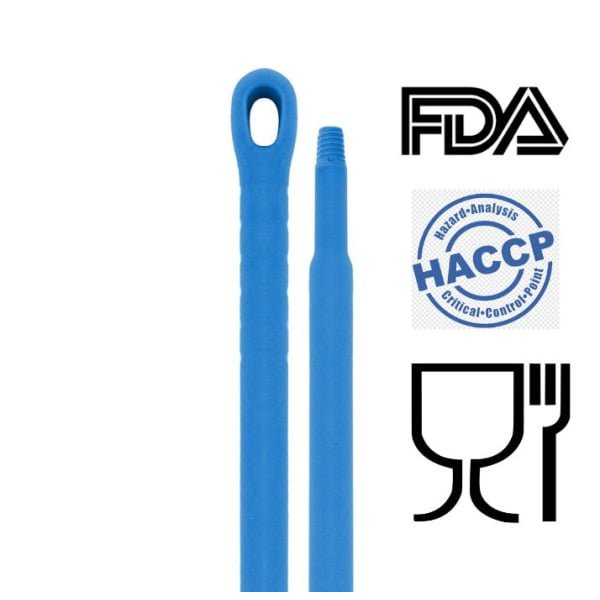 Coada / Maner 130 cm, albastra, pentru maturi, perii si raclete IGEAX, din plastic si fibra de sticla, -20°C/100 °C, autoclavare 121 °C pentru industria alimentara, certificata HACCP, FDA