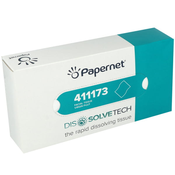 Servetele faciale dizolvabile in apa, 2 straturi, albe, 100 servetele / cutie Papernet Dissolvetech 411173