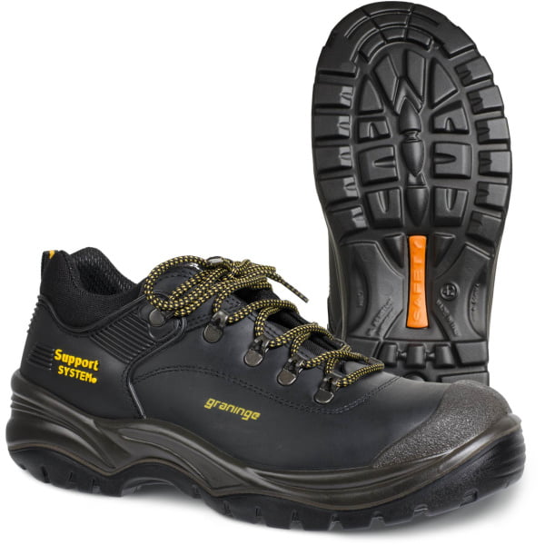Pantofi din piele naturală,  încălţăminte de protecţie bombeu otel graninge 2701, protecție s3,hro,hi,src, mărimi 39 – 47, culoare negru