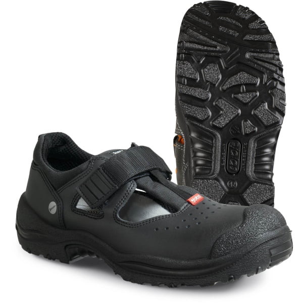 Sandale din piele acoperită cu pu, material textil,  încălţăminte de protecţie bombeu aluminiu jalas 3438 arioso, protecție s1,p,src, mărimi 36 – 47, culoare negru