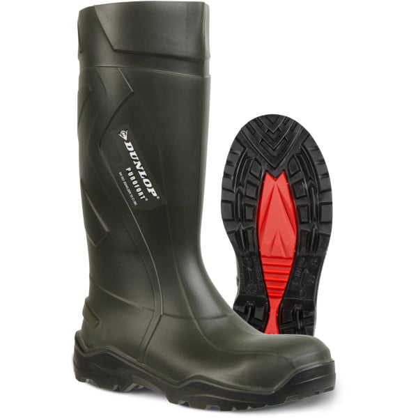 Bocanci din pu,  încălţăminte de protecţie bombeu otel dunlop 762933 purofort+, protecție s5,ci,src, mărimi 36 – 50, culoare verde,negru