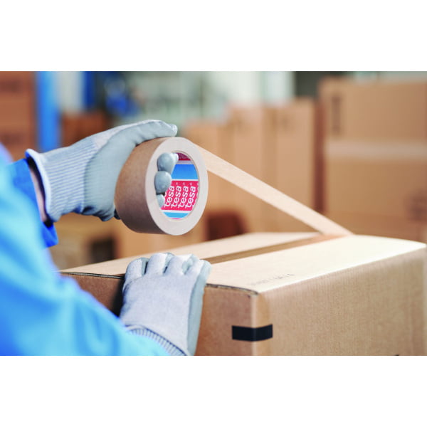 Banda ecologica din hartie TESA®4713 pentru ambalare, maro, latime 50 de mm, lungime 50 de metri, certificat FSC