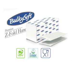 Prosoape de hartie BULKYSOFT PREMIUM, pliate Z, H2, 2 straturi, 24x20.5cm , 150 portii/pachet, 25 pachete/bax