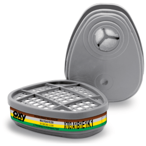 Filtru X703 ABEK1 cu prindere tip baioneta, compatibil cu masti Oxyline X6,X8, 3M 6100, 3M 6200, 3M 6300,3M6800(2 buc/set)