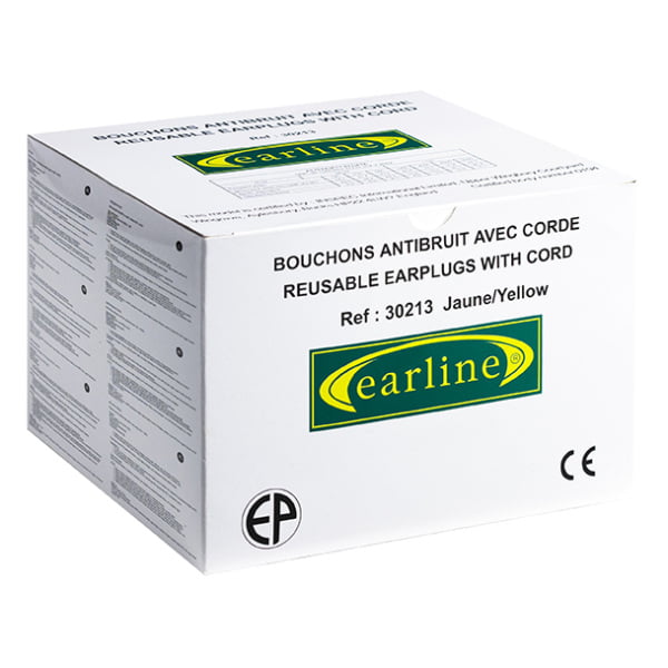 Antifoane interne reutilizabile, Earline, galbene, tip bradut, cu snur si cutiuta de pastrare, SNR 30dB