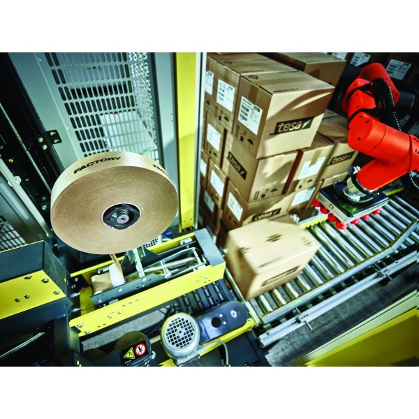 Banda de ambalare tesa® 60408 din hârtie bio, maro, latime 50 de mm, lungime 50 de metri, certificat FSC