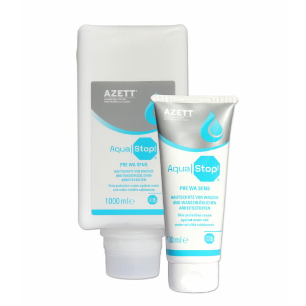 Cremă de protecție înainte de lucru AZETT AQUA, STOP, pentru mâinile care intră în contact cu soluții pe bază de apă, rezerva 1000ml, pentru dispenserul GJ4500