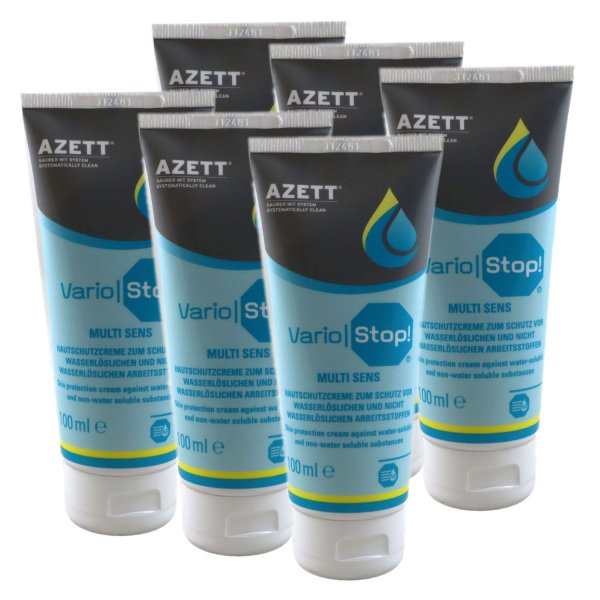 Cremă de protecție înainte de lucru AZETT® Vario | STOP, pentru mâinile care intră în contact cu soluții care se schimbă frecvent, 100 ml