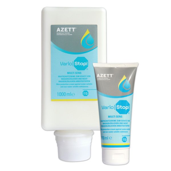 Cremă de protecție înainte de lucru AZETT® Vario | STOP, pentru mâinile care intră în contact cu soluții care se schimbă frecvent, rezerva 1000ml, pentru dispenserul GJ4500