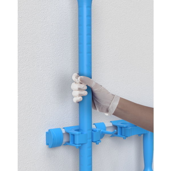 Suport ustensile cu prindere de perete, cu 2 suporturi pentru manere si 1 carlig, 30 cm, verde, certificat Food Contact, conform HACCP