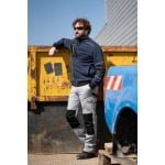 5CHP250_Pantalon de lucru, talie, CHONCO, gri, intaritura pe genunchi, cusaturi triple, buzunare multiple_aplic