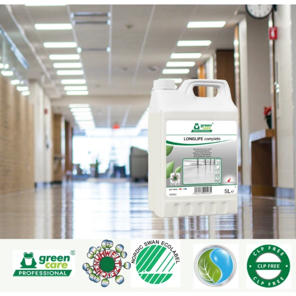 712513-Emulsie ecologica de protectie a pardoselilor cu trafic intens, LONGLIFE Complete, tratament rezistent pentru pardoseli, 5L, anti-alunecare_1 Emulsie ecologica de protectie a pardoselilor cu trafic intens, LONGLIFE Complete, tratament rezistent pentru pardoseli, 5L, anti-alunecare, antiderapant certificat conform DIN 18032-2, Ecolabel Austria, CLP free