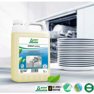 Detergent ecologic concentrat, ENERGY Perfect, 5L, pentru masina de spalat vase profesionala, adecvat pentru apa cu duritate mica (apa moale), medie sau mare (apa dura), certificat Nordic Swan, CLP Free, Biodegradabil complet