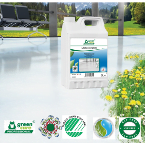 Decapant ecologic ultra-performant, LINAX Complete, indeparteaza rapid, usor, eficient pelicule persistente de pe pardoseli, fara clatire 5L, Certificat Nordic Swan, Ecolabel Austria, CLP free, Biodegradabil Complet