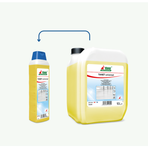 Detergent degresant concentrat, TANET universal, 1L, pentru vase, suprafete lavabile si pardoseli, dizolva uleiul si grasimile