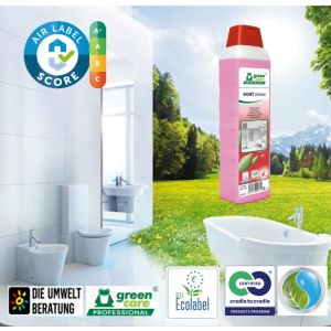 Detergent ecologic concentrat SANET zitrotan, Green Care, detartrant pentru spatii sanitare, bai, toalete, cu miros persistent, 1L, certificat A+ de catre Air Label Score, Ecolabel, Cradle-to-Cradle, CLP Free, Biodegradabil complet