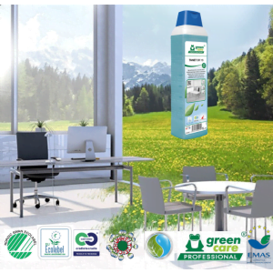 Detergent ecologic concentrat, TANET SR 15, Green Care,  pentru orice pardoseli si suprafete lavabile, din piatră, cauciuc, lemn lacuit, linoleum, PVC, PUR, plastic, sticlă, ceramică, metal, 1L, certificare Ecolabel, Nordic Swan, Cradle-to Cradle, Biodegradabil complet, Dilutie 0,5%