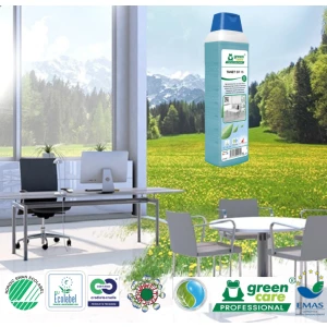 Detergent ecologic concentrat, TANET SR 15, Green Care, pentru orice pardoseli si suprafete lavabile, din piatră, cauciuc, lemn lacuit, linoleum, PVC, PUR, plastic, sticlă, ceramică, metal, 1L, certificare Ecolabel, Nordic Swan, Cradle-to Cradle, Biodegradabil complet, Dilutie 0,5%