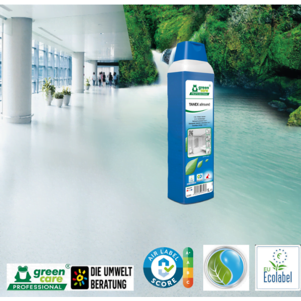 Detergent ecologic concentrat , TANEX Allround, Green Care, 4 in 1, pentru întreținere, curățare intensa sau decapare a pardoselilor și suprafețelor, 1L, certificat A+ Air Label Score, Ecolabel, Cradle-to-Cradle, CLP Free, Biodegradabil complet