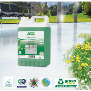 Detergent ecologic concentrat Tawip Vioclean, Green Care, 5Litri, pentru pardoseli, din PVC, linoleum, cauciuc, piatră, lemn, cu efect antistatic, antialunecare, certificat Ecolabel, Cradle-to-Cradle, Biodegradabil, CLP free