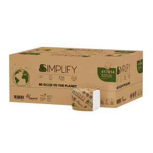 Hartie igienica bulk Papernet Simplify 417814, 2 straturi, alb, celuloza, 19.4 x 11 cm, certificare Ecolabel, FSC, 224 portii/pachet, 40 pachete/bax