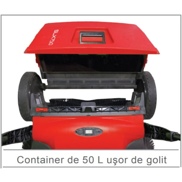 Maturatoare manuala Tennant  SLX 750M, pentru interior si exterior, inaltime perie reglabila, container 50l, pentru spatii mai mici de 2500 m²