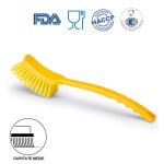 IGEAX1006YM_Perie de mana cu maner lung, duritate medie, galbena, rezistenta la 121°C, autoclavare pentru industria alimentara, certificare HACCP, FDA