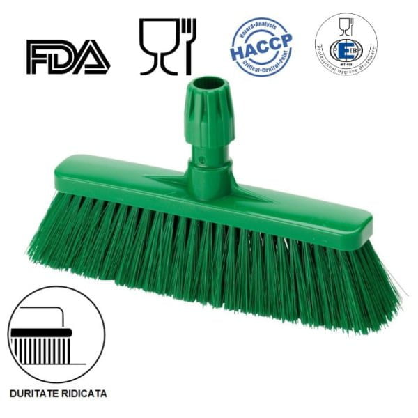 Matura dreapta cu peri scurti, 80mm, duritate ridicata, verde, IGEAX 1031, termorezistenta, auclavare 121°C,  pentru industria alimentara, certificata HACCP, FDA