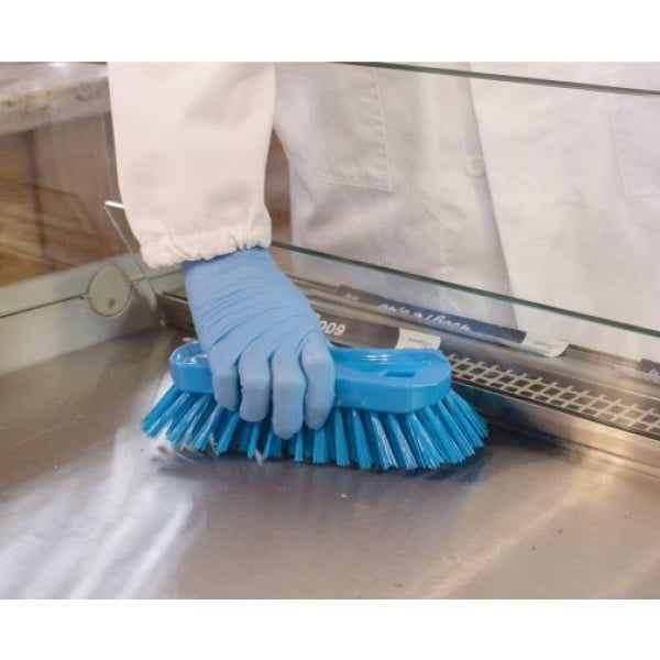 Perie de mana, 23 x 10 cm, ergonomica, duritate medie, verde, rezistenta la 121 °C, autoclavare,  pentru industria alimentara, certificata HACCP, FDA