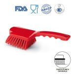 IGEAX_1007RS_Perie de mana cu maner scurt, duritate usoara, rosie, rezistenta la 121°C, autoclavare pentru industria alimentara, certificare HACCP, FDA
