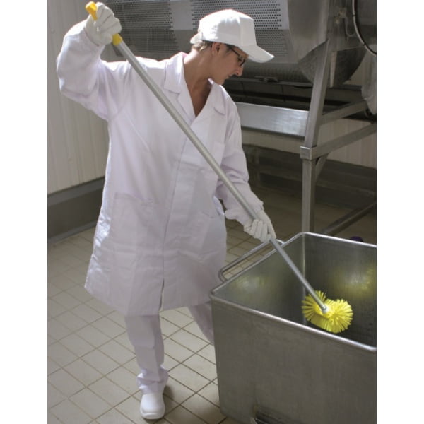 Perie semirotunda, duritate medie, galbena, rezistenta la 121°C, autoclavare, pentru cisterne, rezervoare si containere rotunde, si colturi si tavane, pentru industria alimentara, certificata HACCP, FDA