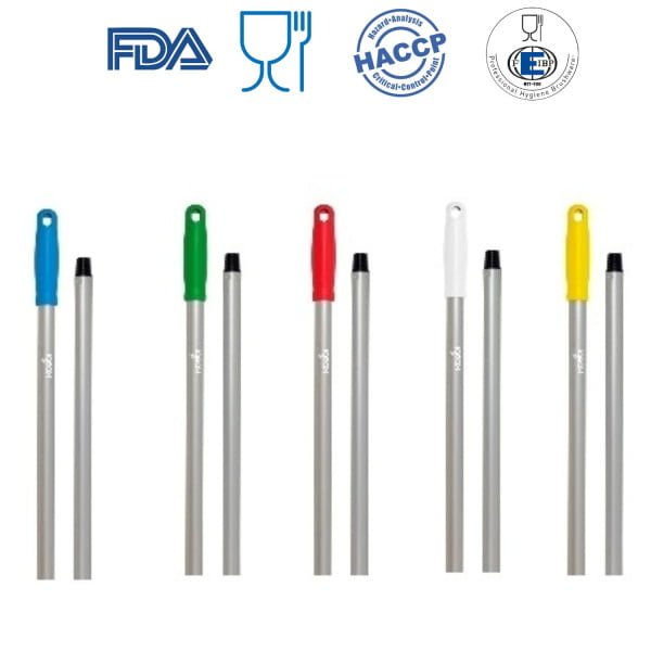 Coada / Maner 140 cm, rosu, pentru maturi, raclete si perii IGEAX, din aluminiu, rezistent la 121 °C, autoclavare, pentru industria alimentara, certificata HACCP, FDA
