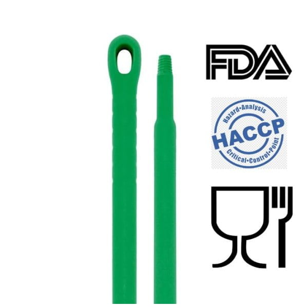 Coada / Maner  150 cm, verde, pentru matura, perii si racleta IGEAX, din plastic si fibra de sticla, rezistenta la 100 °C, autoclavare 121 °C, pentru industria alimentara, certificata HACCP, FDA