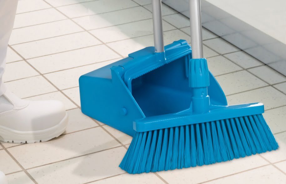 Faras cu maner lung, tip lobby pan,IGEAX 1055, albastru,  275 x 310 x 950, rezistenta la 121 °C, pentru industria alimentara, certificata HACCP, FDA