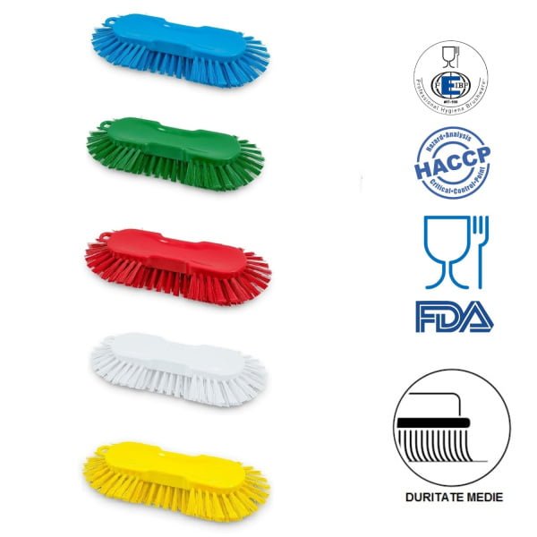Perie radiala de mana, IGEAX 1019M, duritate medie, rosie, rezistenta la 121°C, autoclavare, pentru cuve, butoaie si rezervoare rotunde, pentru industria alimentara, certificata HACCP, FDA