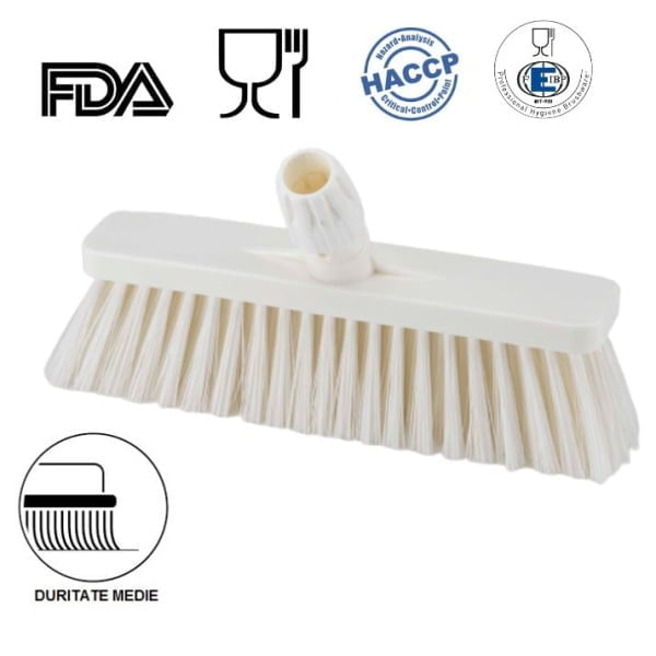 Matura inclinata, duritate medie, alba, 30 cm, cu peri medii IGEAX 1038, termorezistenta, autoclavare la 121 °C, pentru industria alimentara, certificata HACCP, FDA