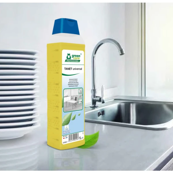 Detergent ecologic, degresant concentrat, TANET Universal, Green Care, 5L pentru vase, suprafete lavabile si pardoseli, dizolva uleiul si grasimile, certificat Ecolabel, Biodegradabil complet