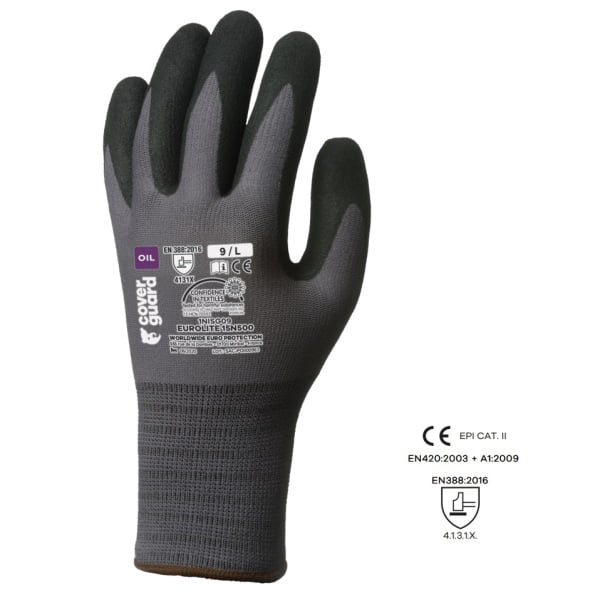 Manusi de protectie cu imersie spuma nitril pe palma, EUROLITE 15N500, rezistente la abraziune, aderenta ridicata, Coverguard
