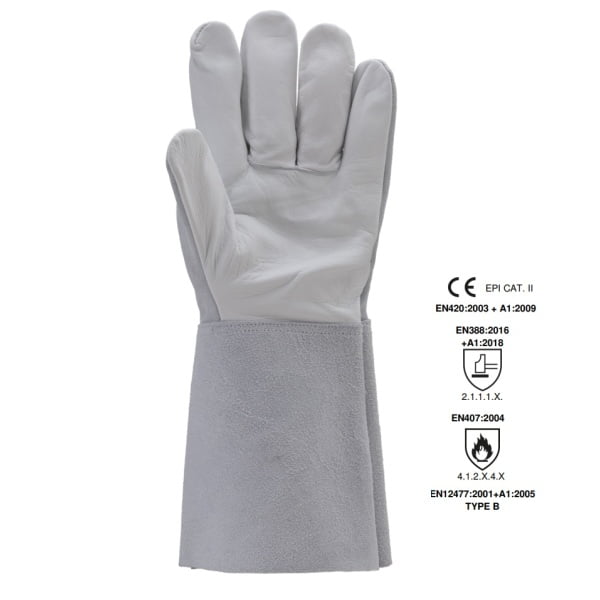 Manusi pentru sudura de precizie, EUROWELD 200, din piele moale, EN388: 2.1.1.1.X, EN407: 4.1.2.X.4.X, EN12477: TYPE B, Coverguard