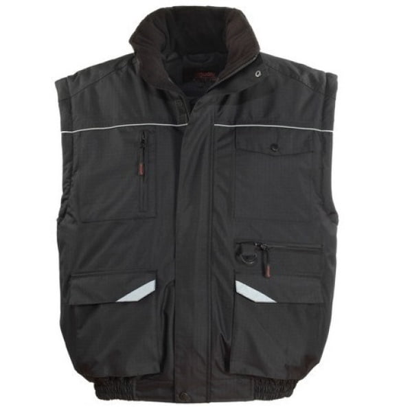 Jacheta RIPSTOP 2/1, geaca cu maneci detasabile, gri/negru, rezistenta la rupere, dungi decorative reflectorizante, protectie impotriva umezelii, frigului si vantului