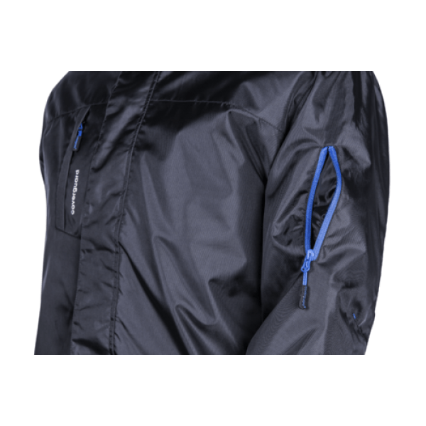 Geaca de iarna, Panda, neagra, din material Oxford, 100% poliester acoperit cu PU, gluga ascunsa, buzunare multiple