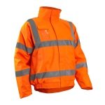 CG5SOU170_Geaca de iarna impermeabila, Soukou Fluo, Portocaliu, Hi-Viz, benzi reflectorizante_fata