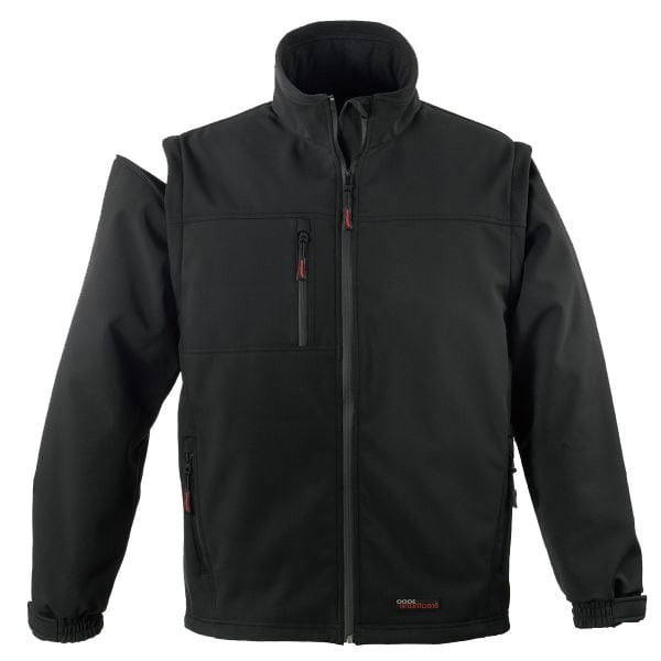 Geaca si vesta YANG 2 in 1, gri antracit, impermeabila, 8000 mm si respirabila 3000 g/m2/24h, maneci detasabile, 3 straturi Softshell