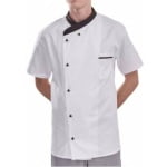 CGMO45920_Haina pentru bucatari cu maneca scurta, GASTRO, alb, 65% poliester, 35% bumbac, 245gr_m², nasturi pe 2 randuri_2