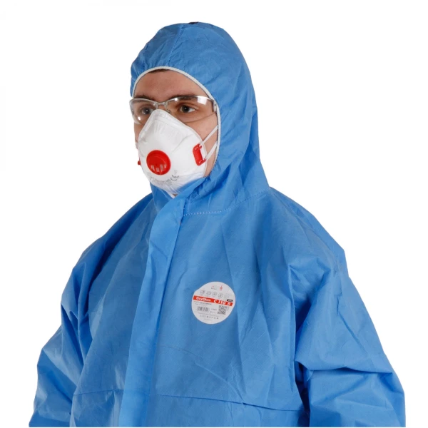 Combinezon de protectie, OxyChem C110B, clasa 5/6, polipropilena, albastru, antistatic, protectie impotriva contaminarii cu chimicale, microorganisme si particule radioactive